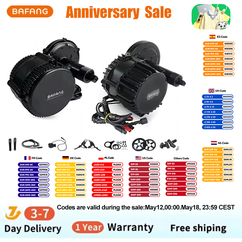 Mid Drive Motor Kit 52V 1000W - Bafang-kit de motorisation de vélo électrique,