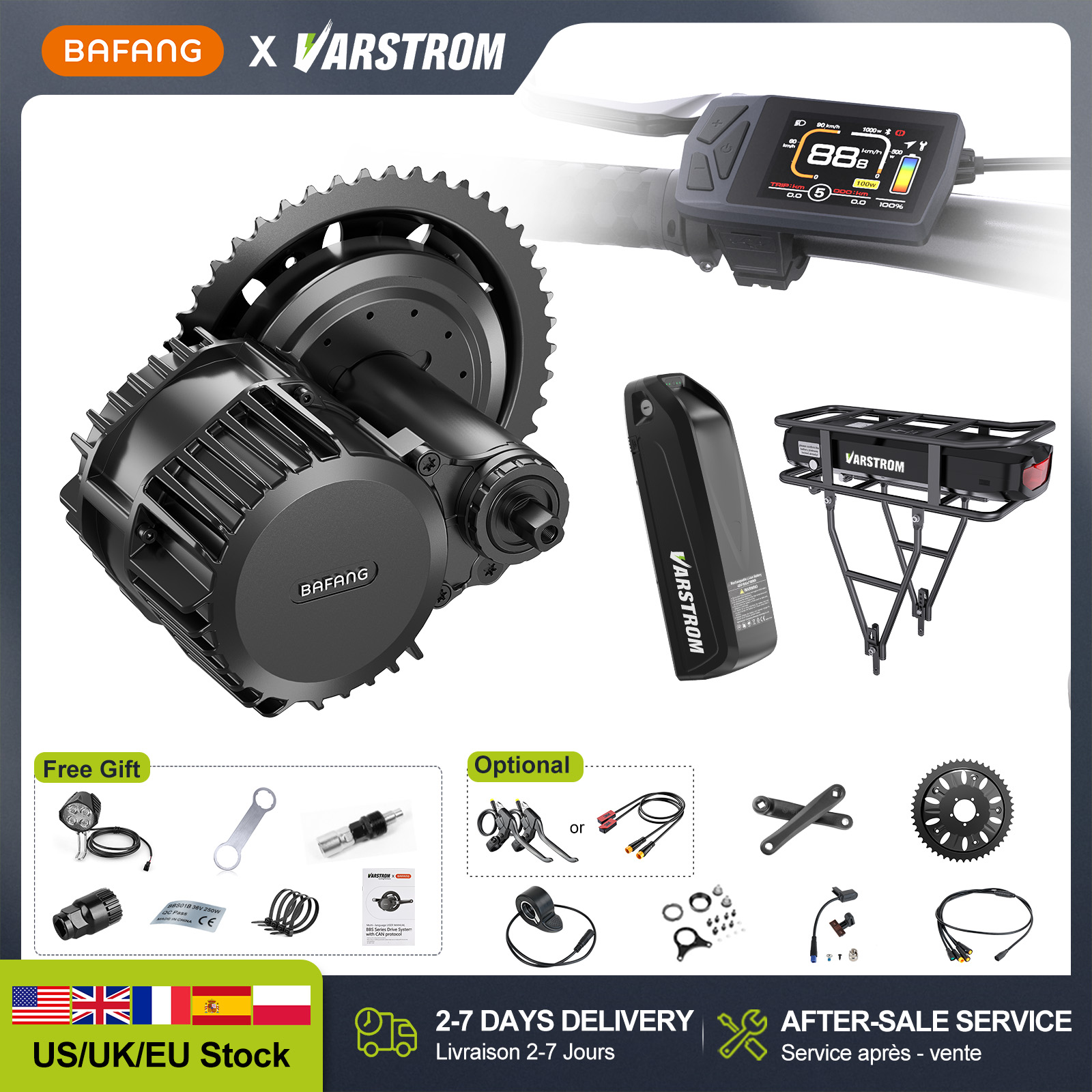 [Stock US] Kits de conversion  - Bafang Bbs02B 48V 750W Mid Drive Kit avis et prix